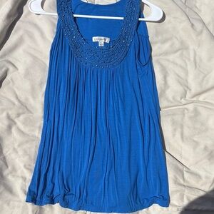 Dress Barn Royal Blue Beaded Scoop Neck Tank